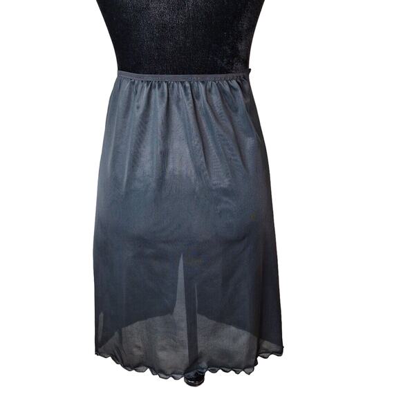 Vintage 60s Bradley Black Nylon Front Slit Lace Half Slip Skirt Women Size Small - Picture 5 of 10